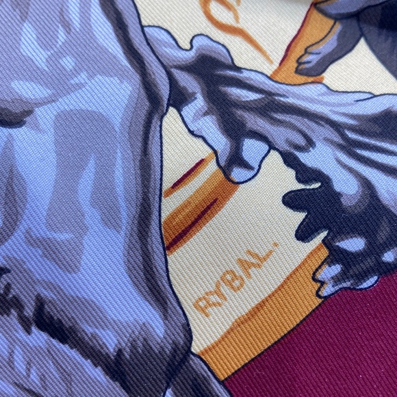 Hermes silk Carre 90 cm La Fontaine de Bartholdi vintage Horses - Picture 7 of 7